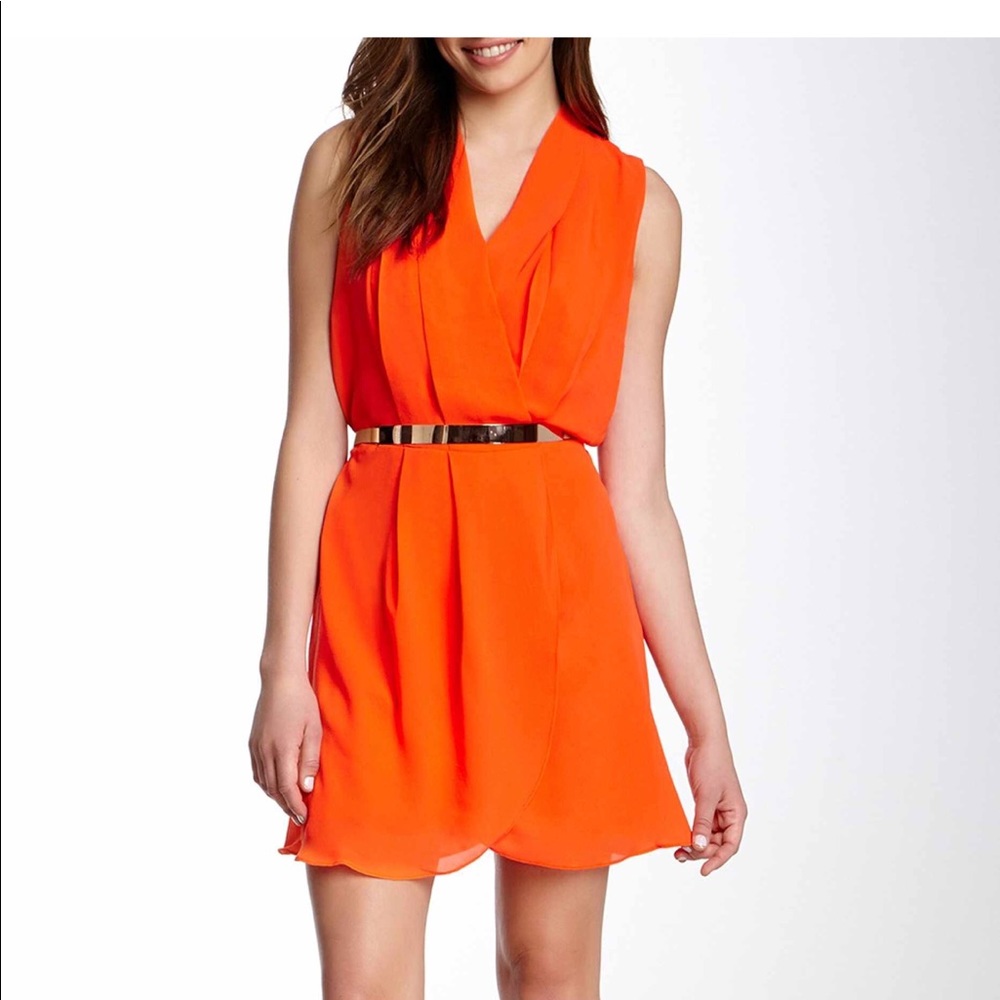 Surplice Orange Dress- Adelyn Rae